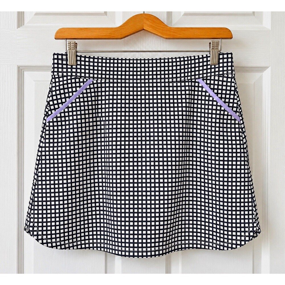 Peter Millar Women’s Golf Skort M Navy/White Check UPF 50+ Stretch Waist